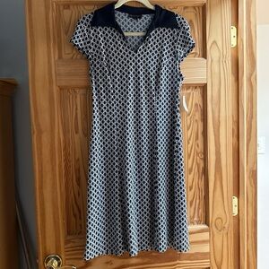 Navy and White Patterned Women's Dress